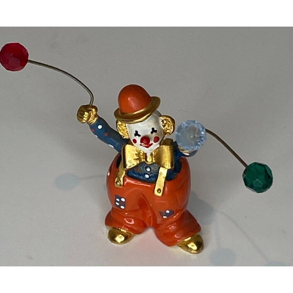 Spoontiques Pewter Clown w/3 Swarovski Balloons & Gold Plating. Dated 1987 RARE